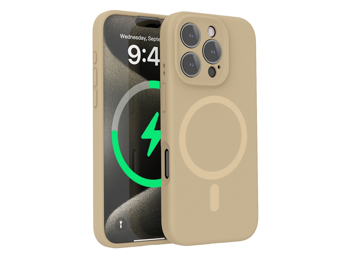 Capa Para Iphone 16 Plus (cor Café), Em Silicone Líquido, Com Proteção Para A Lente E Forte Fixação Magnética.