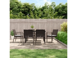Conjunto 7 Peças Jantar P/ Jardim C/ Almofadões Vime Pe E Aço Dkd Home Decor