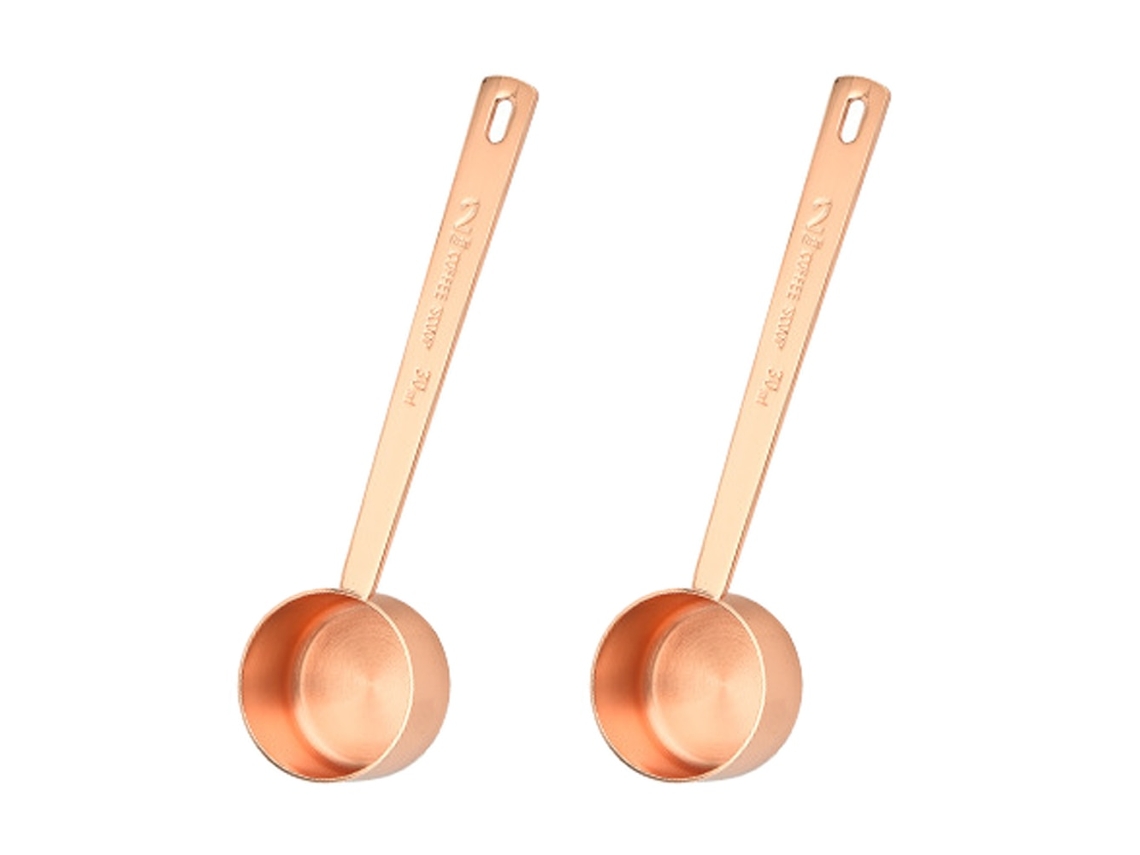 2 medidores de volume de 30 ml em aço inoxidável cor ouro rosa