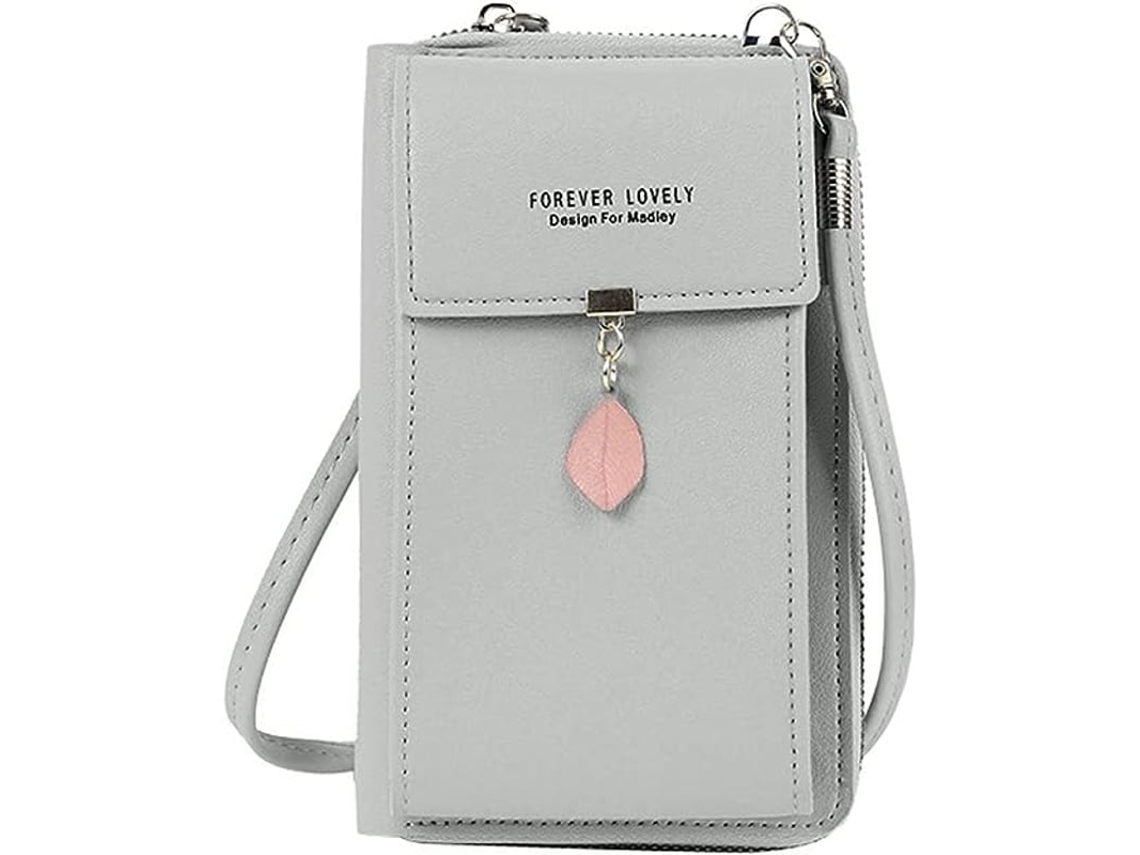 Bolsa Transversal Para Celular, Bolsa De Couro Pu Com Zíper, Carteira Com Três Camadas E Folhas De Metal