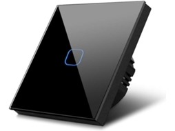 Interruptor De Parede Sensível Ao Toque Em Vidro Preto Simples, Com Botão Quadrado De Alta Qualidade E Iluminação Fundo Led