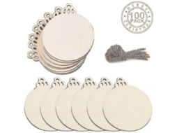 100pcs Bola De Natal-pendente De Árvore De Natal Em Madeira 3 Polegadas Em Diâmetro Diy St1