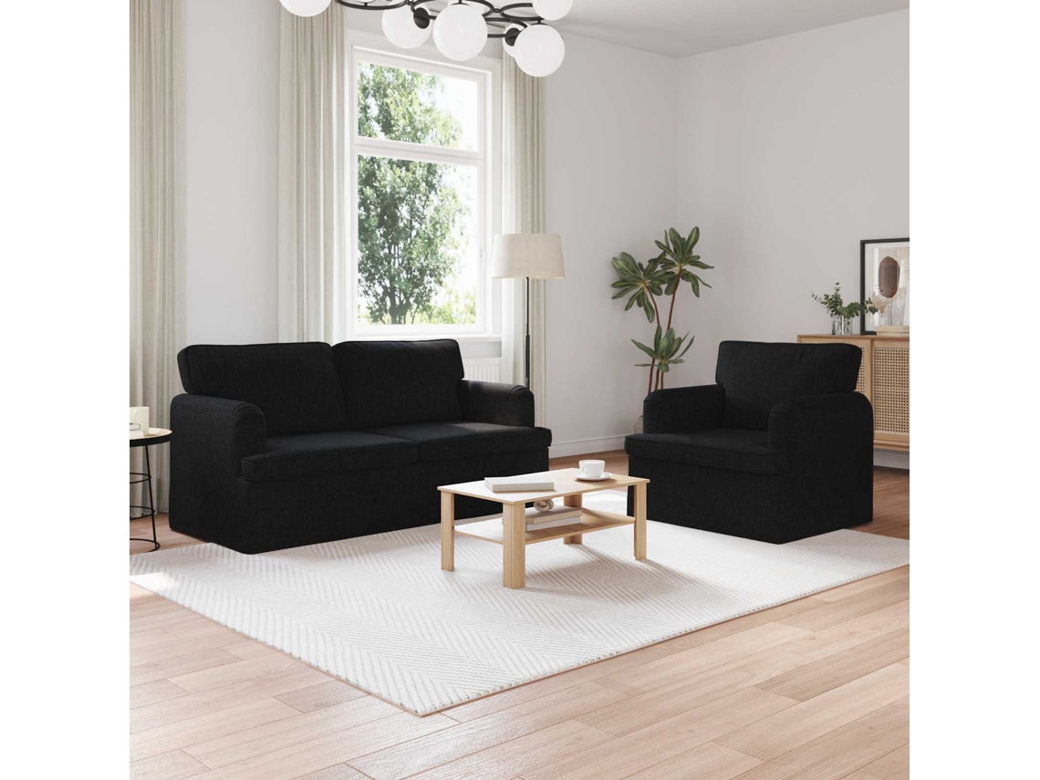 Vidaxl Conjunto De Sofás 2 Unid. Preto Tecido