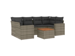 Conjunto de 7 sofás para jardim com almofadões Vime Pe Cinzento MAISON EXCLUSIVE (7 peças)