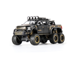 (preto Fosco) Miniatura De Carro Em Escala 1/28 Da Picape F150 Raptor, Com Rodas Grandes E Feita De Liga Metálica.