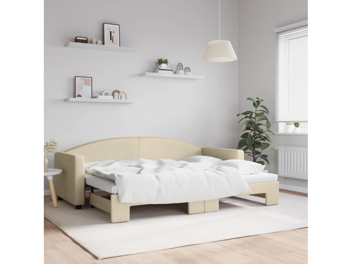 Sofá cama con cajón 80x200 cm Tejido crema