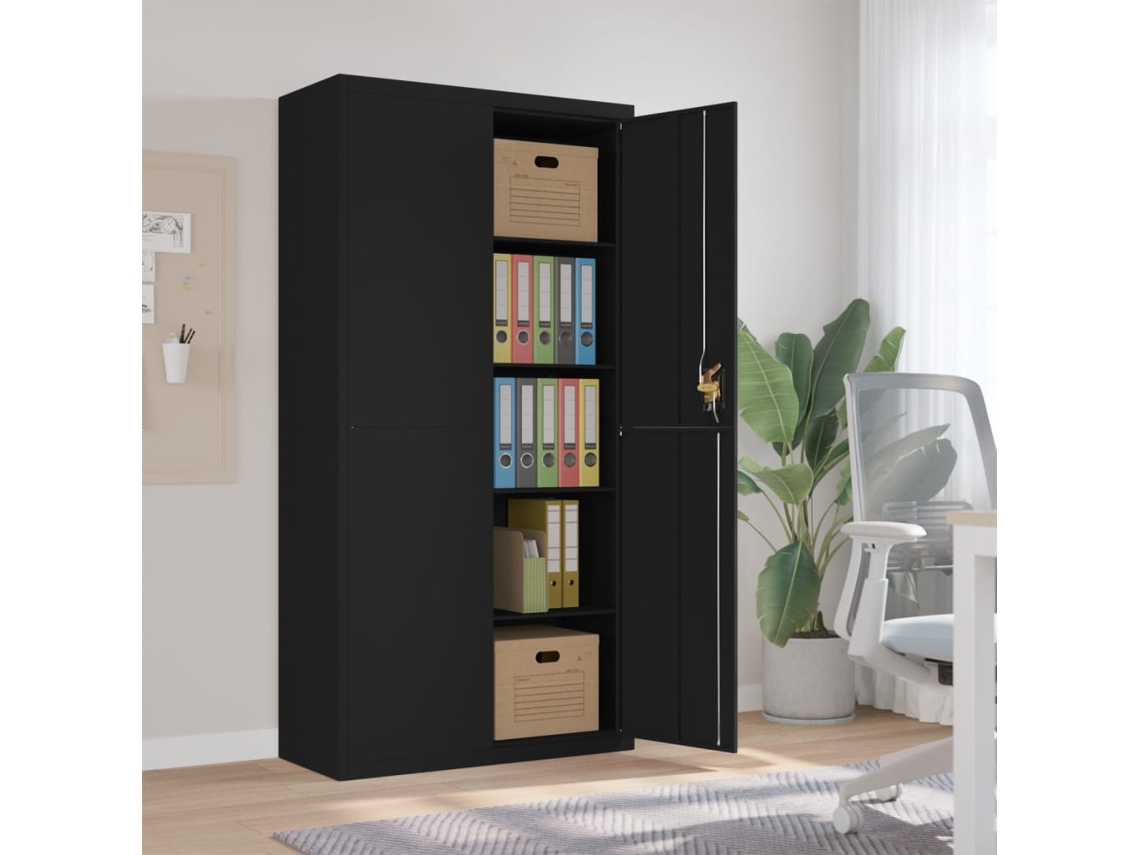 Vidaxl Arquivador 90x40x180 Cm Aço Preto