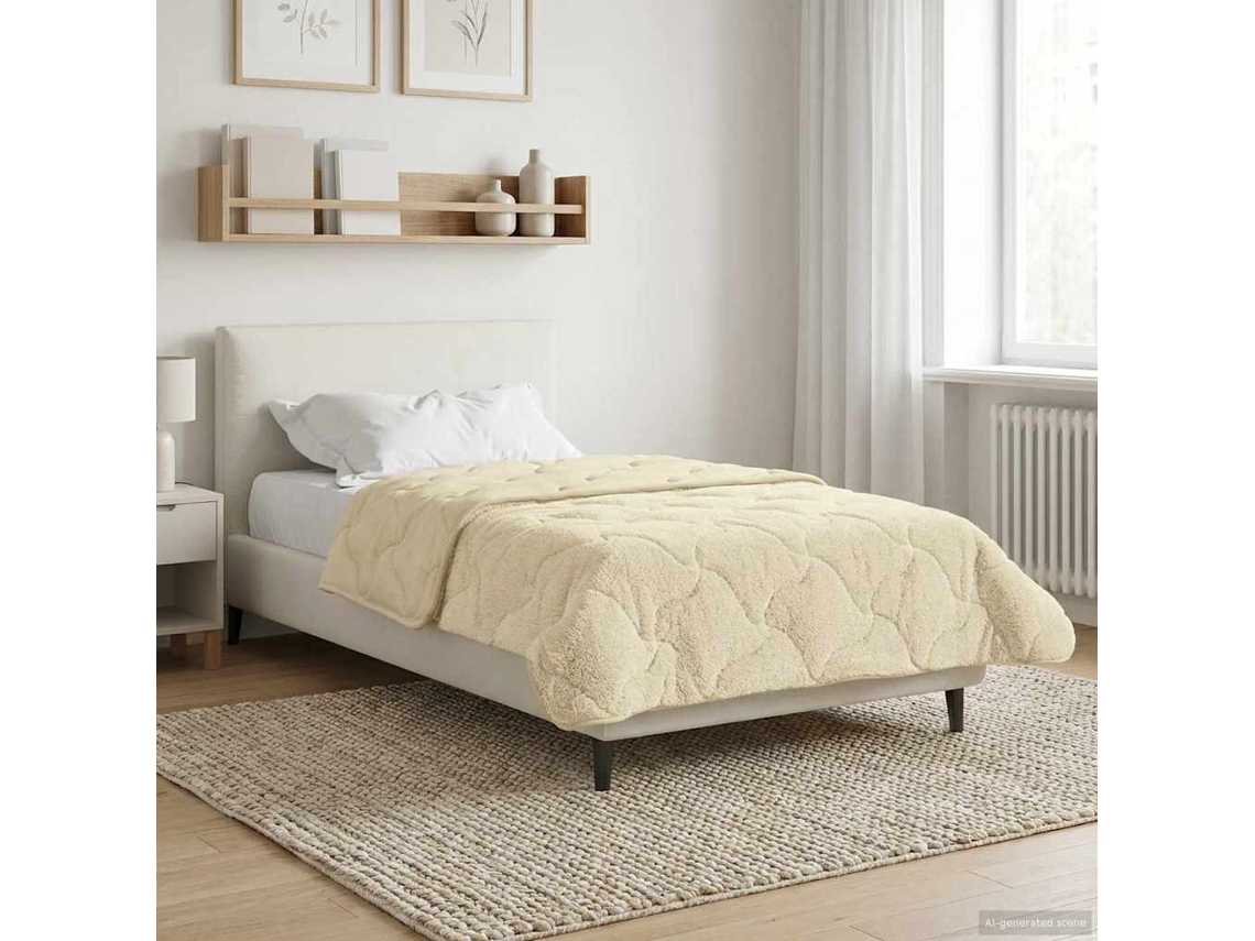 Vidaxl Edredom De Verão Simples 155 X 220 Cm Verão Creme Respirável