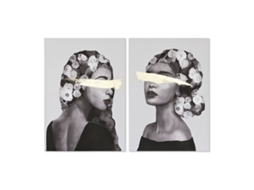 Pintura HOME ESPRIT Mulher Dourado Moderno 70x3,7x100 cm 2 Unidades