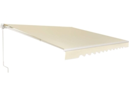 Toldo Con Brazo Plegable Toldo Manual Con Protección Solar Toldo Retráctil para Balcón Terraza Puerta Exterior Beige 300X250Cm COSTWAY