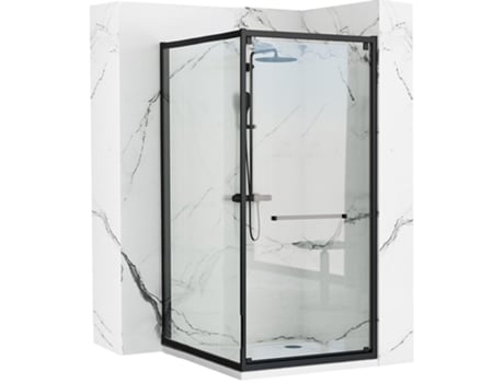 Divisória De Chuveiro Rea Space In 80x100 Black Base De Duche Savoy White