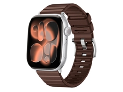 Bracelete para Apple Watch 46/49/45/44mm Borracha Fluorocarbonada com Textura de Escada e Cor Sólida Marrom XIAOMOYU