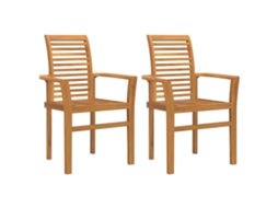 Conjunto 2 Cadeira Para Exterior Vidaxl Castanho Madeira De Teca Maciça (62 X 55 X 94 Cm)