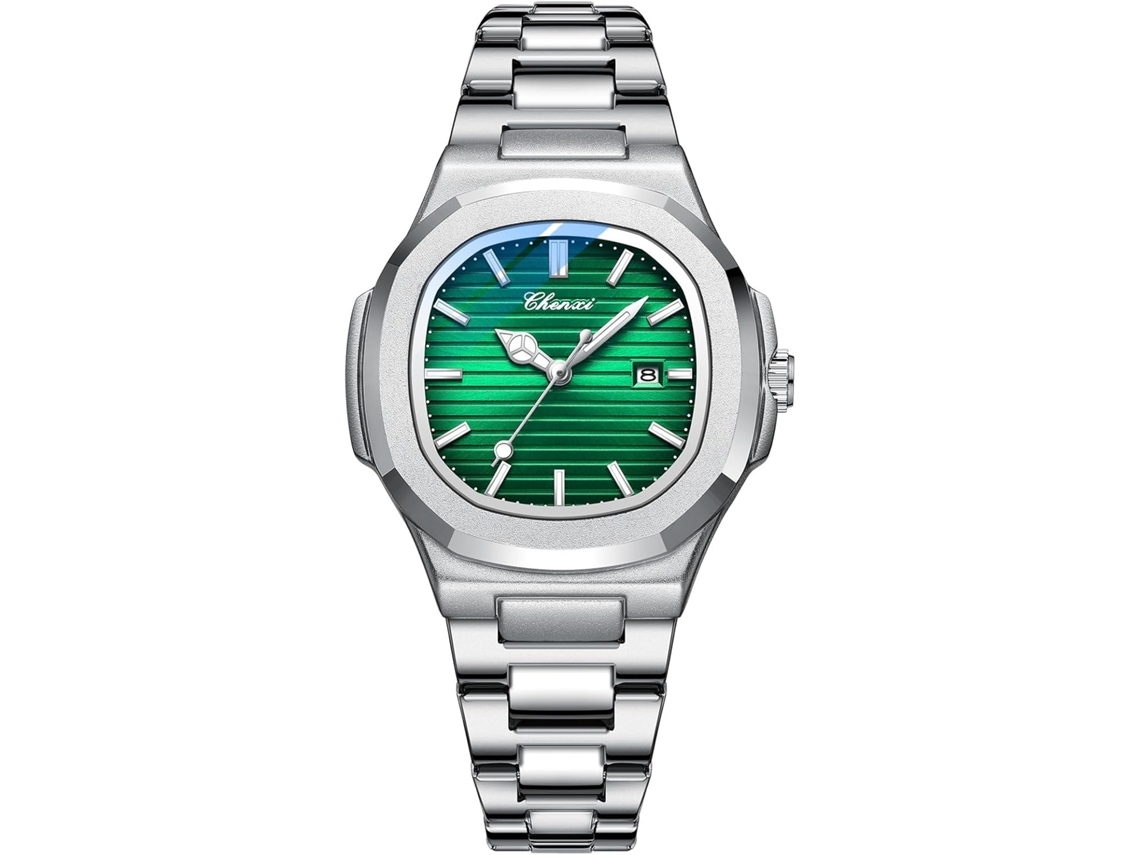 Lurelia Relógio Feminino, Movimento De Quartzo, Data/calendário, Luminoso, Duplo Fuso/mostrador, Aço Inoxidável, Abs, Verde