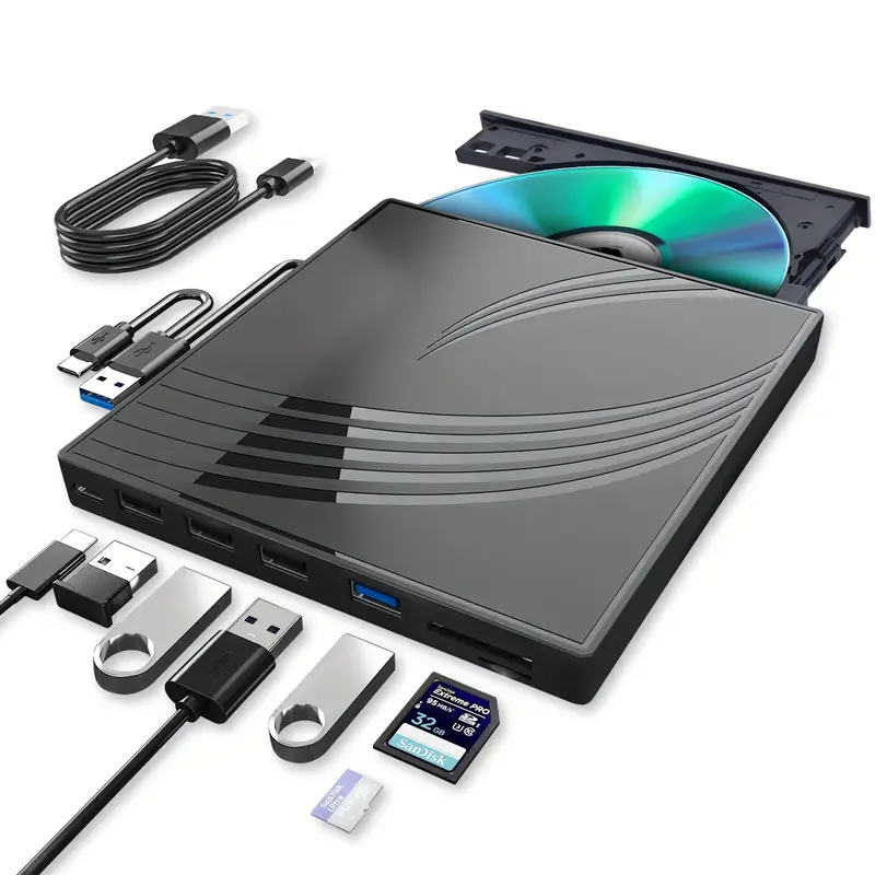 Unidade Óptica Externa Multifuncional Usb 3.0 E Gravador De Dvd Type C Slowmoose