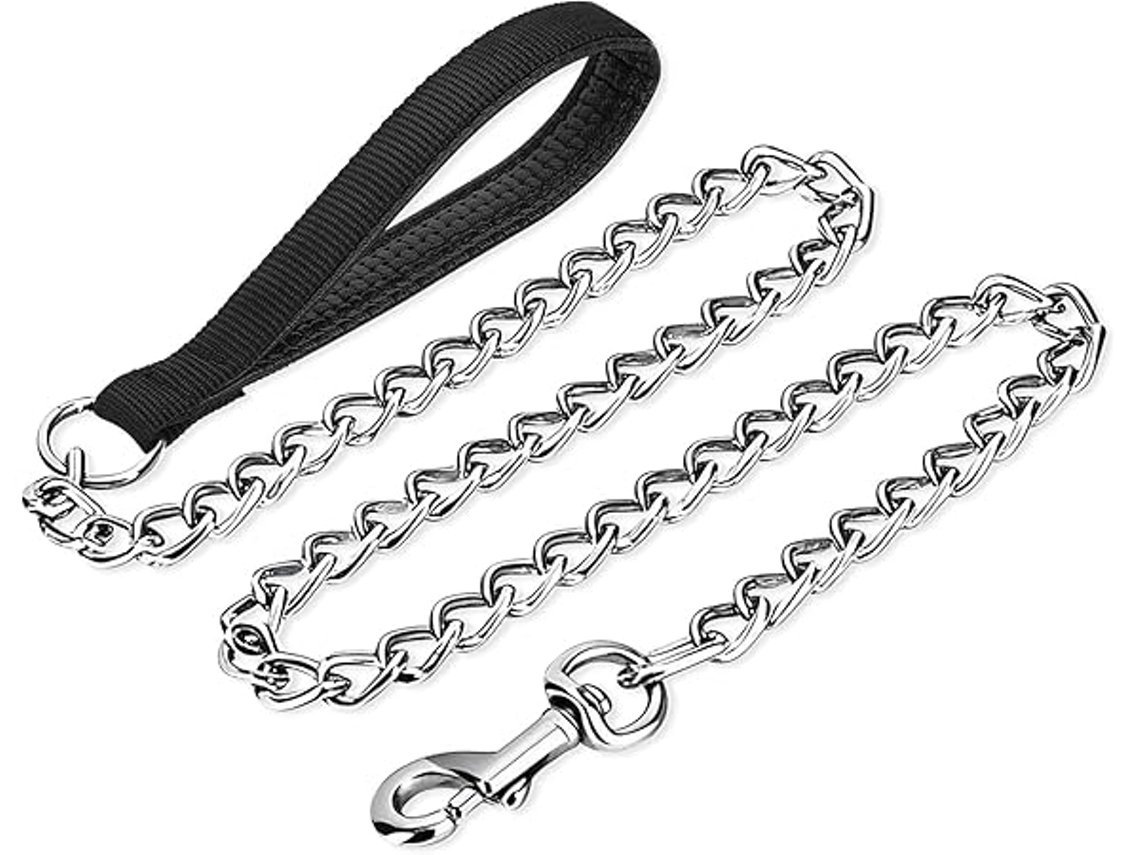 Trela para Cães, Resistente a Mordidas, 120 Cm, em Metal, com Gancho Acolchoado, Adequado de Pequeno e Grande Porte, Ergonômico, Uso Diário STELASPLEN