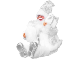 Estatueta Papai Resina Tecido Algodão Decoração Natalina Clássica Resistente Guarda Roupa Enfeite Branco Feito GOKOCO