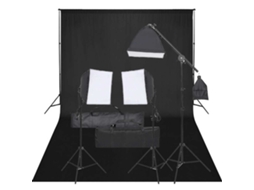 Vidaxl Kit De Estúdio Fotográfico Com Conjunto De Iluminação E Fundo