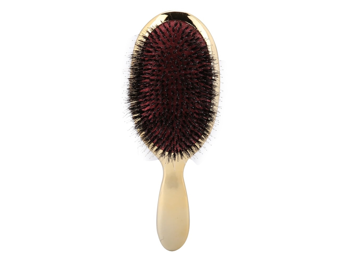 2026 peine de Masaje para Cabello Con Cerdas de Nylon Ovalado Antiestático Cepillo de Cuero Cabello Oro 2 Colores
