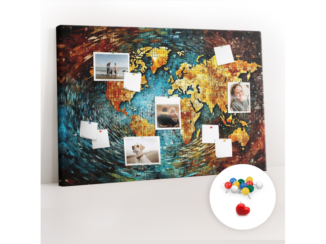 Quadro De Cortiça Com Impressão Mundo De Caos Para A Sala De Estar Espelharte (120x80 Cm)
