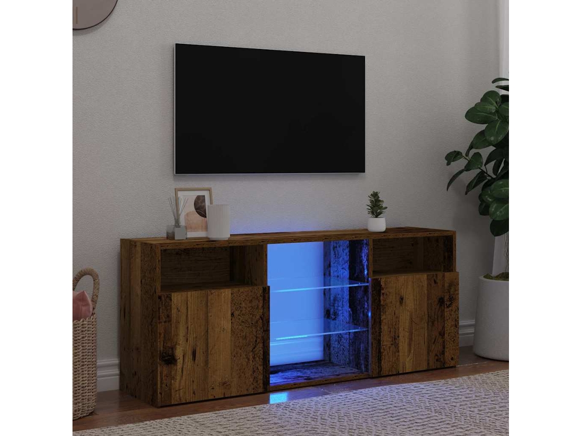 Vidaxl Móvel De Tv Com Luzes Led Derivados De Madeira Madeira Velha