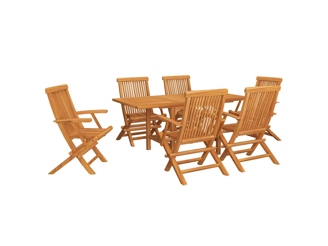 Conjunto de Jantar de 7 para Jardim Madeira de Teca Maciça MAISON EXCLUSIVE