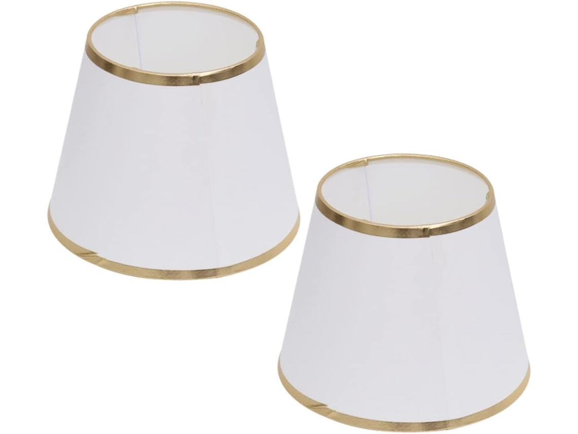 Conjunto de 2 Cúpulas de Abajur Decorativas com Borda Dourada Simples para Quarto e Casa, Luz Difusa SFUSHOS