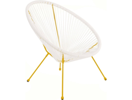 Cadeirão de Jardim Acapulco (Amarelo e Branco - Rattan - 73x80x85cm)