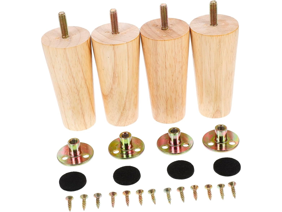 Nuobesty Conjunto De 4 Pés Móveis Em Madeira Maciça Estilo Nórdico, Com Formato Cônico, Para Sofás E Armários Duráveis