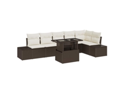 Maison Exclusive - Conjunto De Sofá De Jardim Com Almofada 7 Pcs Castanho E Creme