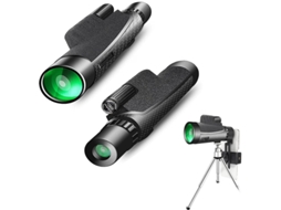 Monóculo 12x50 Hd Ip68 Suporte Smartphone Tripé Observação Pássaros Acampamento Viagens Preto Bestvite