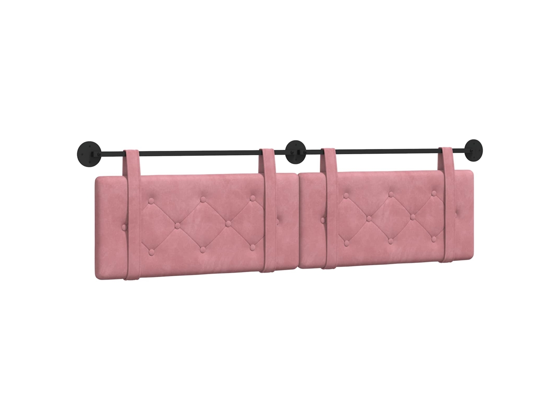 Conjunto 1 Cabeceira Suspensa Vidaxl Rosa Veludo (190 X 55 X 5 Cm)