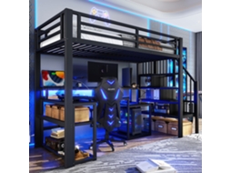 Cama Mótona 90x200cm, Preto, Led, Usb, Armazenamento (sem Colchão)-op