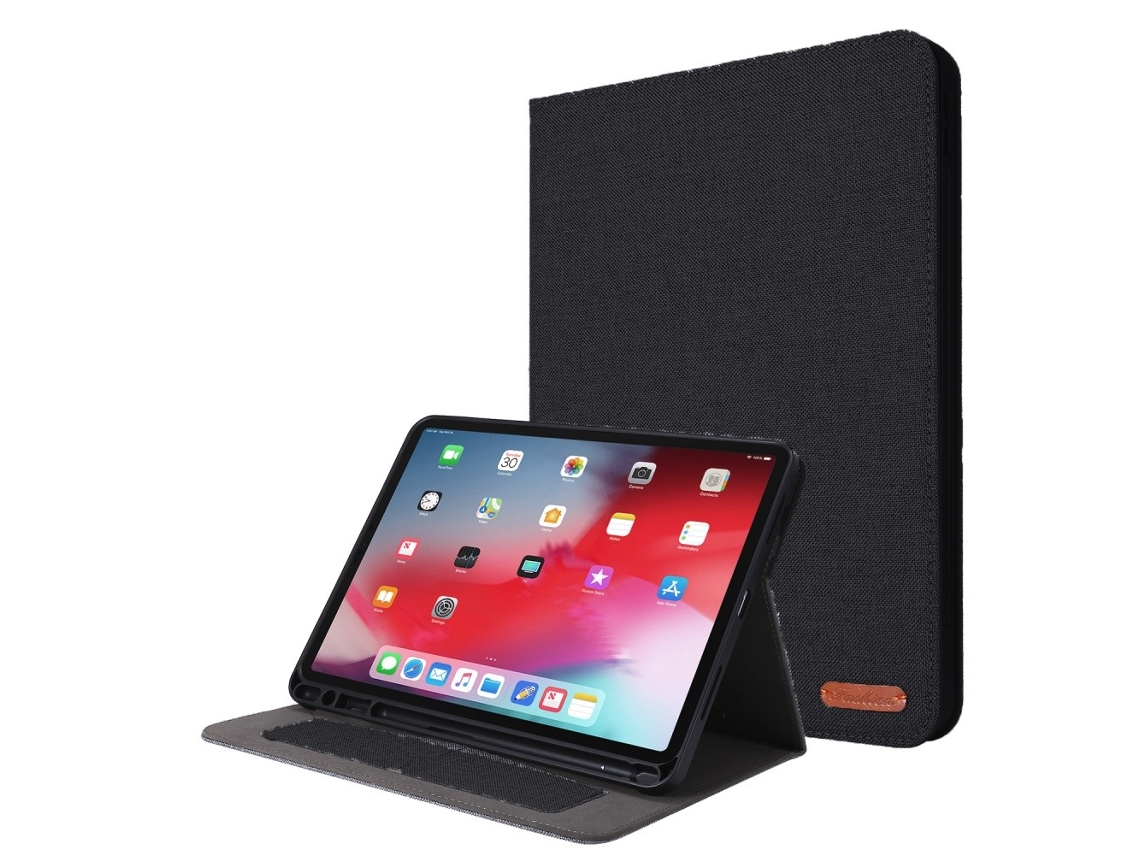 Capa Dobrável Com Porta-cartões E Textura De Tecido Para Ipad Air 13 2024, Preta