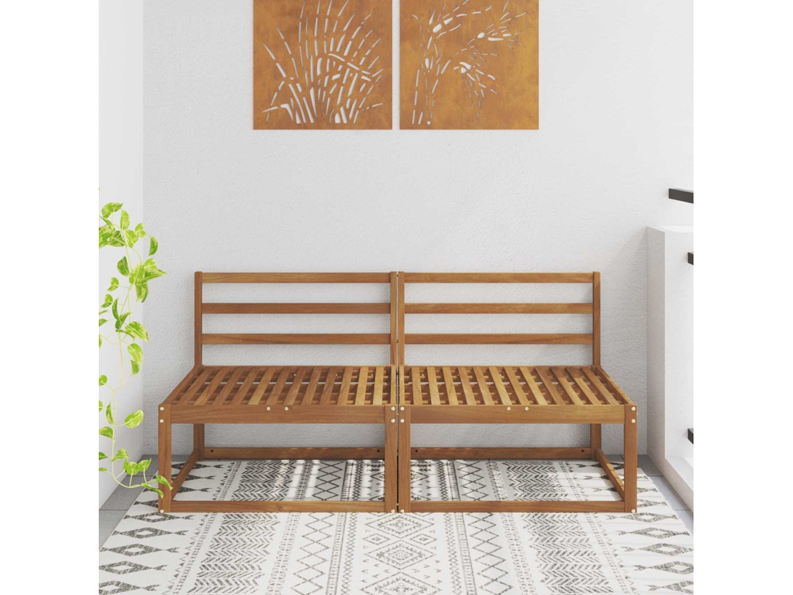 Vidaxl 2 Peça Sofá Médio Externo Natural 158 X 83 X 73 Cm