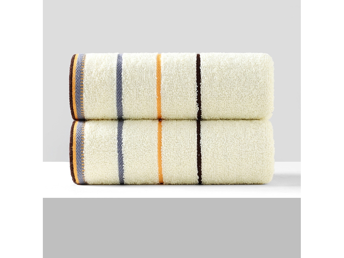Toalha de Microfibra Listrada, Super Absorvente e Macia para Hotel e Casa BRILVIBERA (2 Unidades, Branco Leitoso/ 33x73cm)