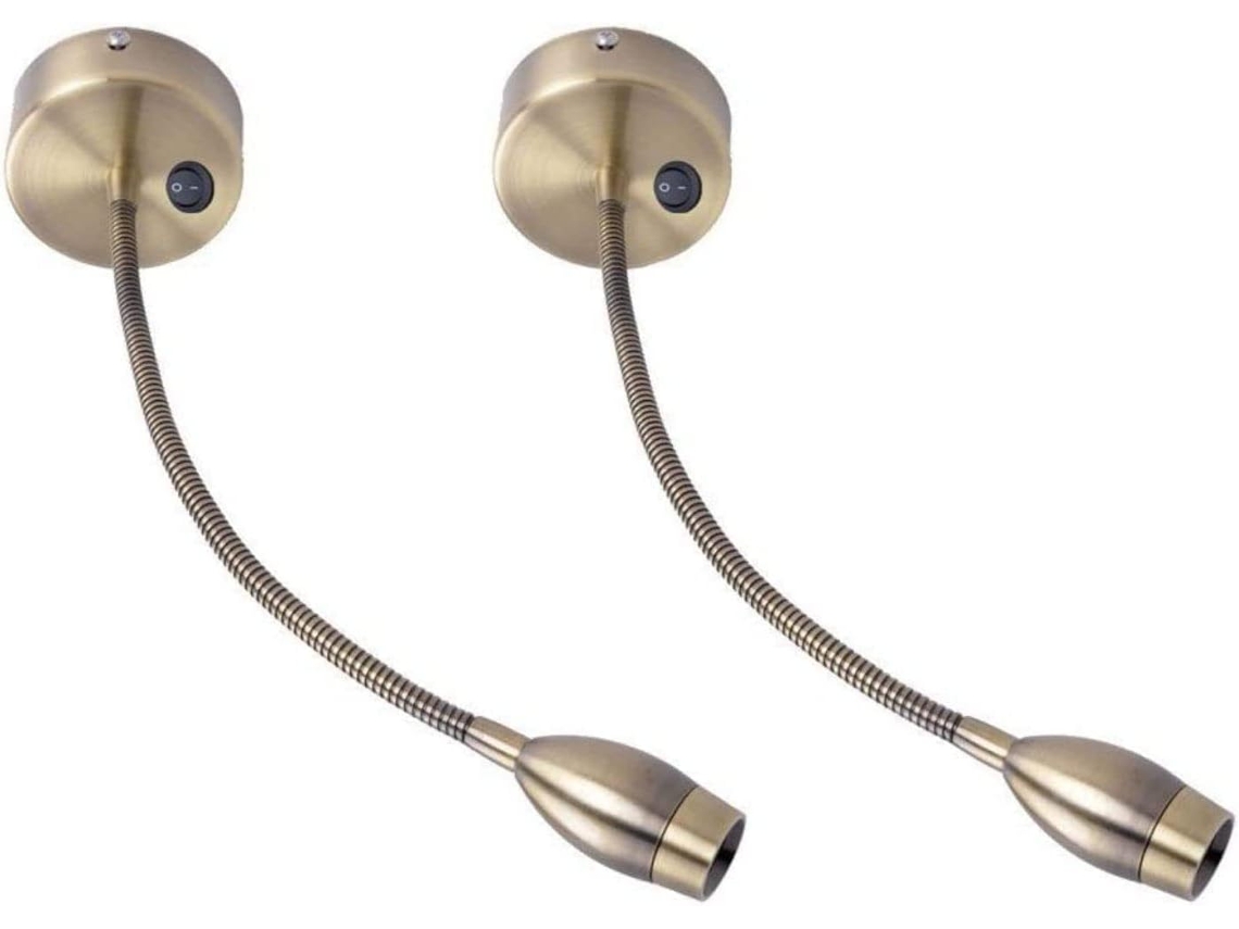 Ntt Life Luz De Leitura Led De Parede 2 Unidades 3w 3000k 360° Nettlife