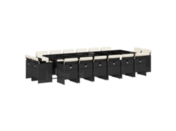 Conjunto de Jantar 17 Pcs para Jardim com Almofadões Vime Pe Preto MAISON EXCLUSIVE (17 pcs)