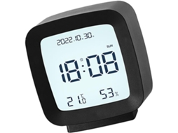 Despertador Digital Portátil Led Com Visor De Hora, Temperatura E Umidade Para Quarto Infantil, 4x 7, 8x 8, 3cm Preto