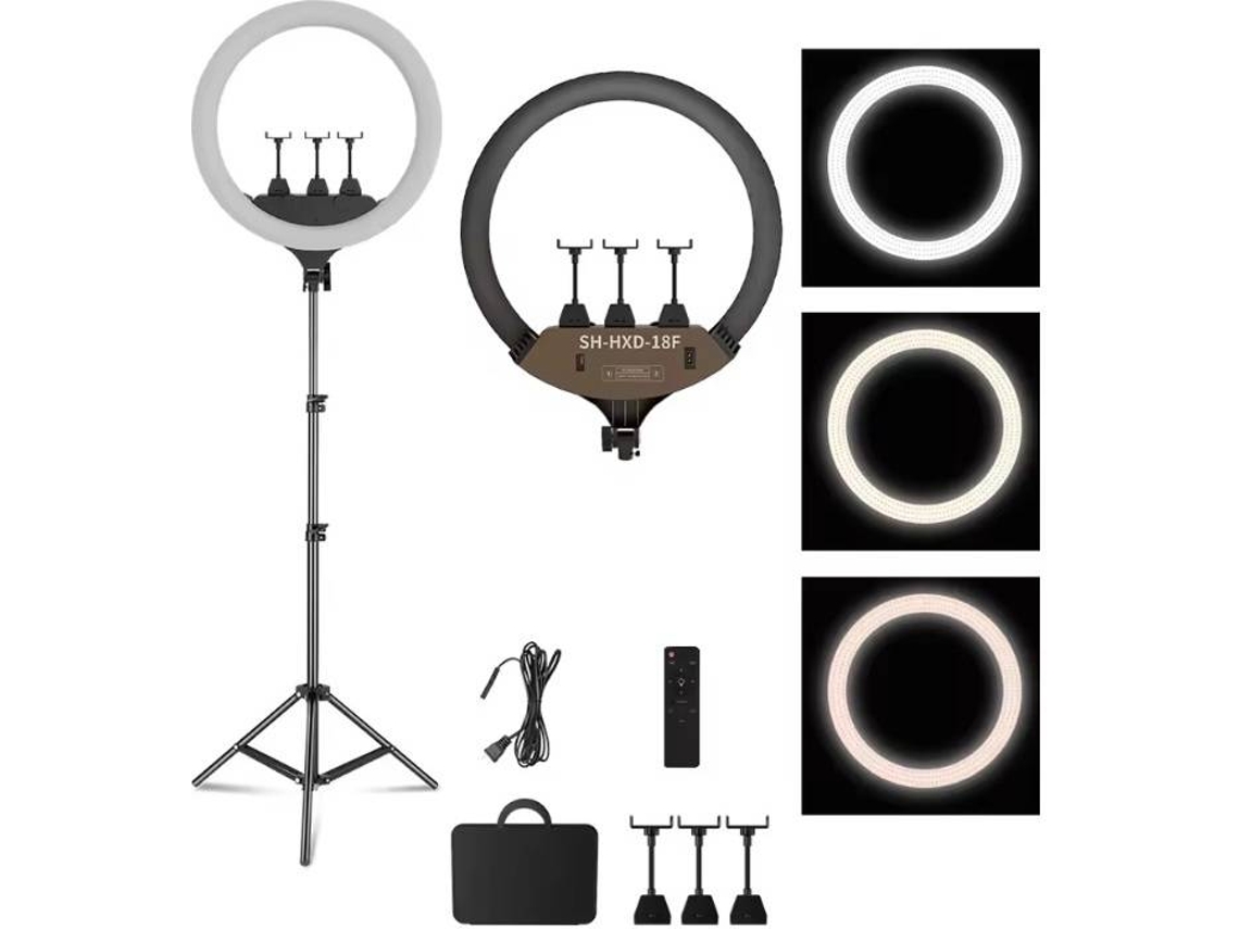 Ringlight 46Cm 3 Encaixes Anel Luz Bicolor Regulação Cor Comando