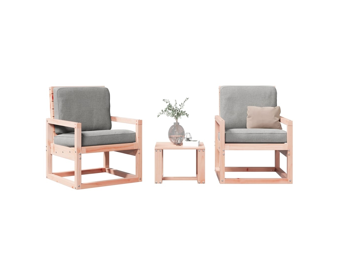 3 Pcs Conjunto Lounge Design Jardim Madeira Douglas Maciça Dkd Home Decor