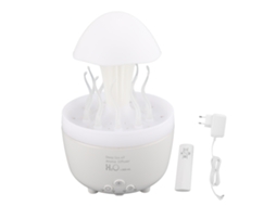 Umidificador Gotas de Chuva 300ml Difusor Óleo Essencial Controle Remoto Luz 7 Cores Branco