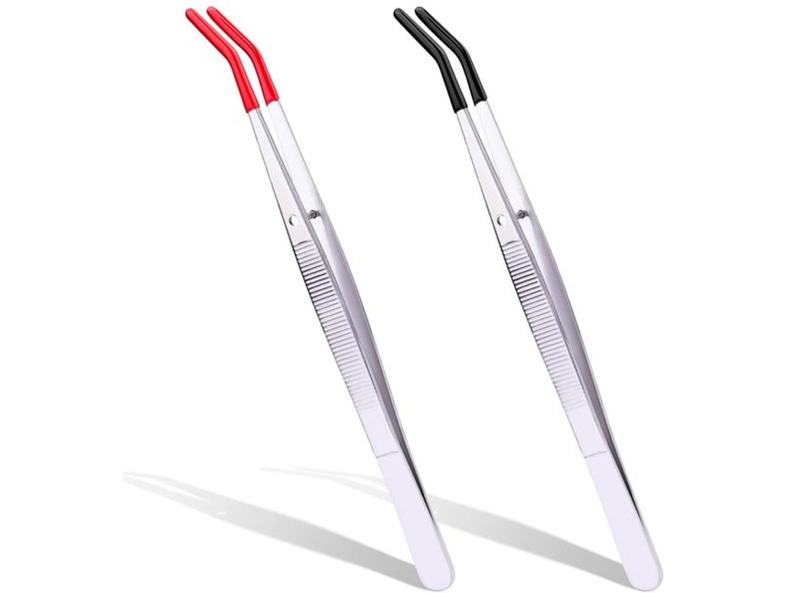 Pincel Com Pontas De Látex - 2 Unidades - Aço Inoxidável - Oficinas/joalharia - 15 Cm - Leve E Manejável - Pinças
