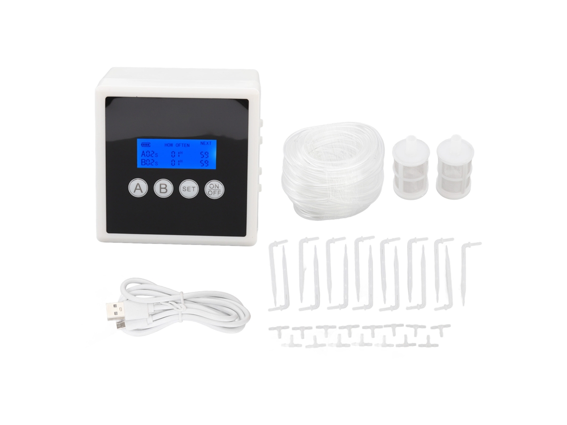 Kit Irrigação Gotejamento Jardim com 10m, 15 Vasos, Cronômetro | S/MARCA