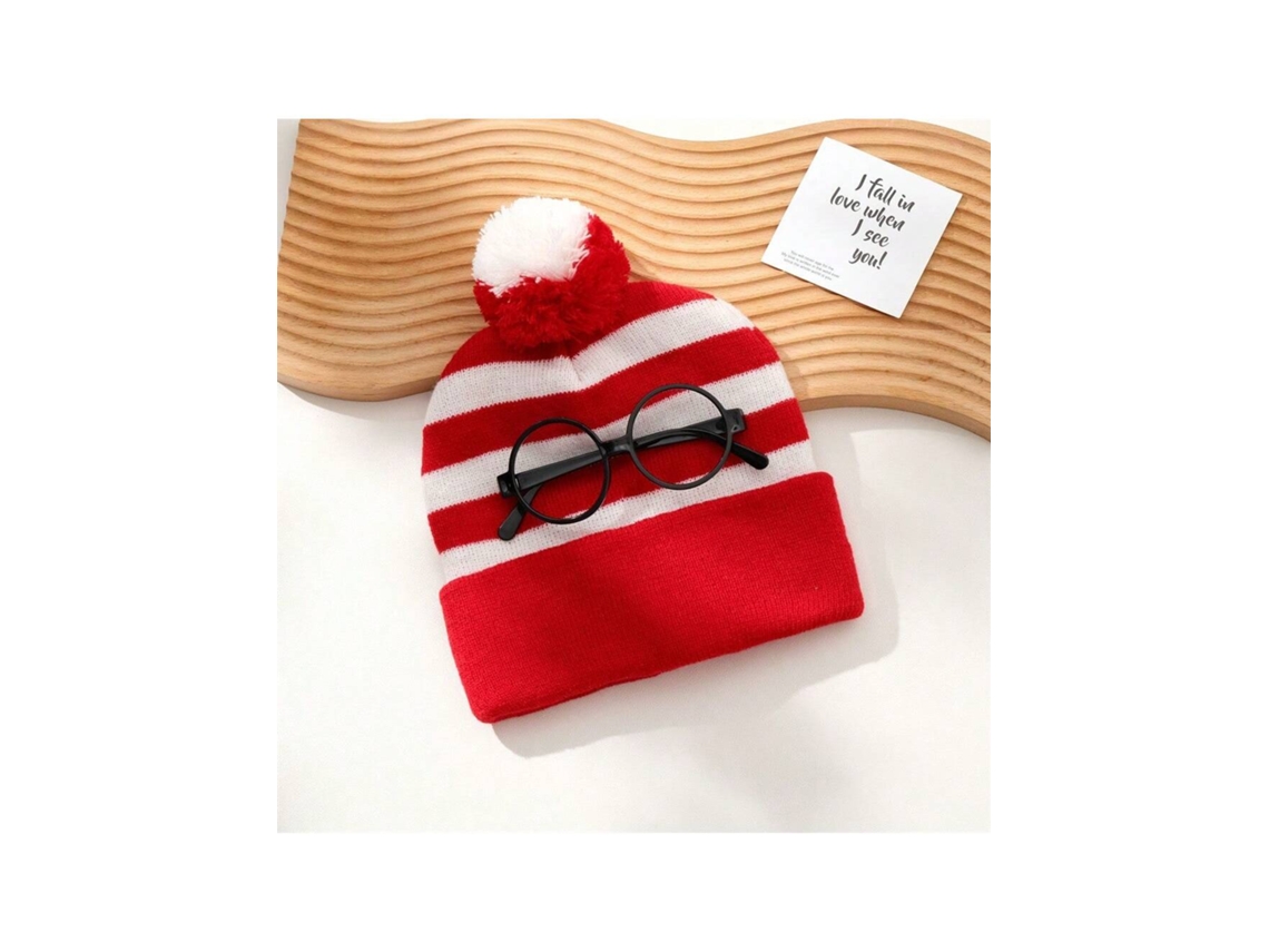 Chapéu De Natal De Lã, Chapéu Tricotado Vermelho E Branco Com Bola De Lã, Chapéu De Halloween Igvtrade