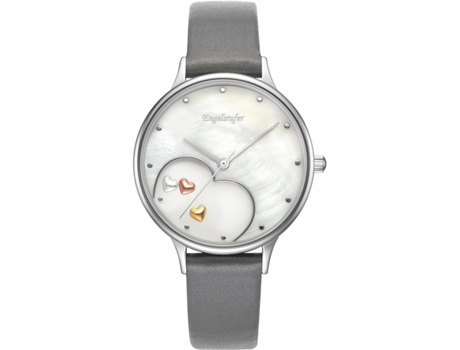 Relógio feminino cinza couro real Erwa-Heart-Lgy1-Ms ENGELSRUFER