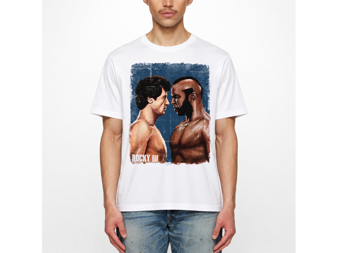 Rockinstone Rocky Movie Vs Clubber Painting White Adult T-shirt Size:xxxl