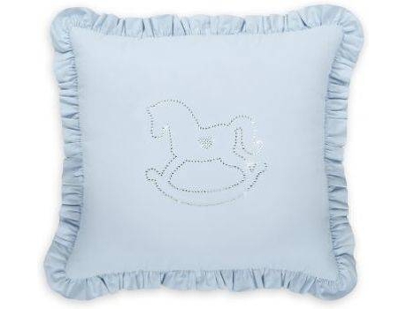 Almofada Decorativa com Cristais   para Berço ou Cama (Azul - 40x40 cm)