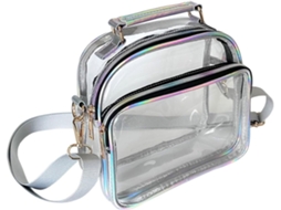 Bolsa De Ombro Transparente Em Pvc, Com 50 Fios Prateados, Leve E Compacta, Bolsa Versátil Para Passeios Femininos.