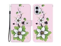 Capa Em Couro Pu Com Suporte Para Apple Iphone 16 - Lírio